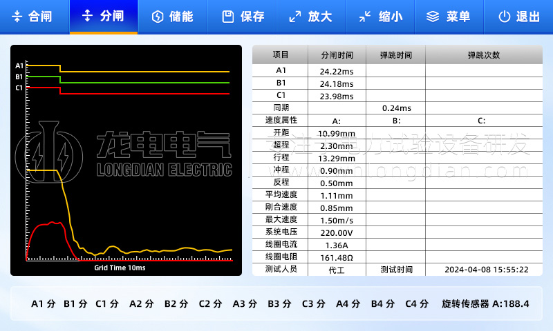 GKC高壓開關(guān)特性測試儀-波形圖 GKC高壓開關(guān)特性測試儀-波形圖